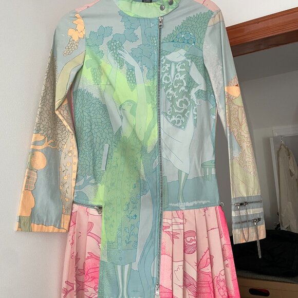 Vintage Custo Barcelona pleated dress multicolored pastel print - Picture 9 of 14